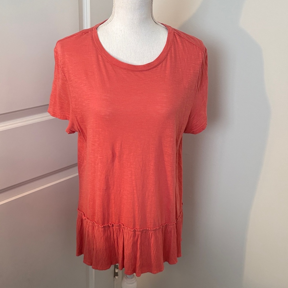 LOFT Coral Ruffle Hem Women's Top